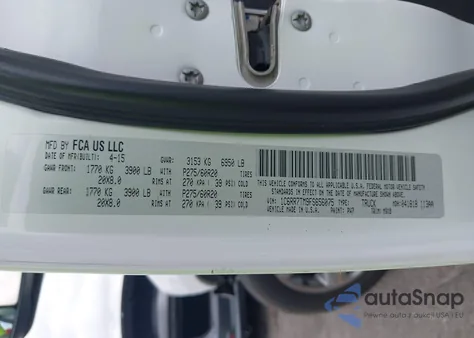 2015 Ram 1500 Big Horn from USA, damaged, VIN 1C6RR7TM9FS656075